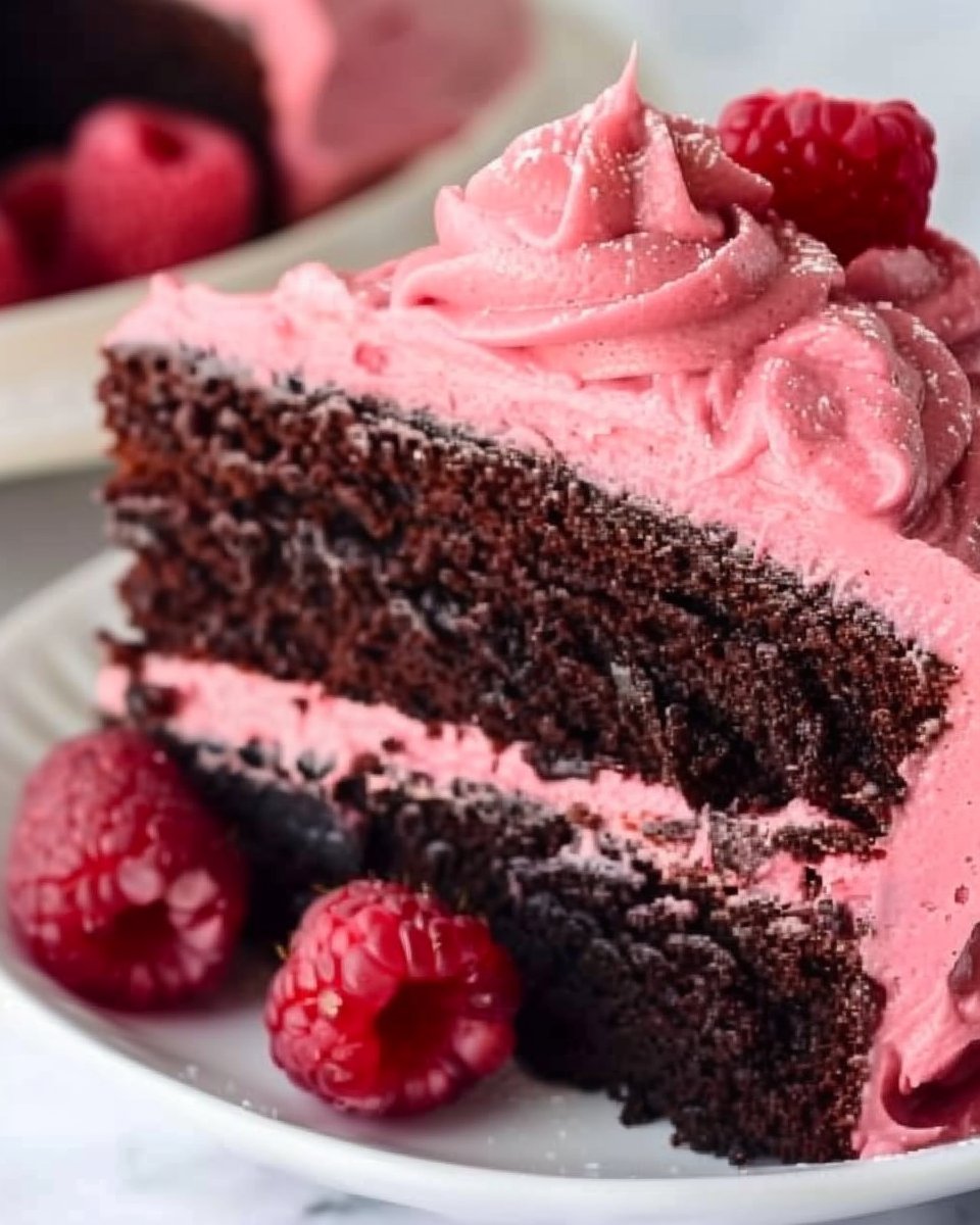 Fudgy Chocolate Cake with Raspberry Frosting
