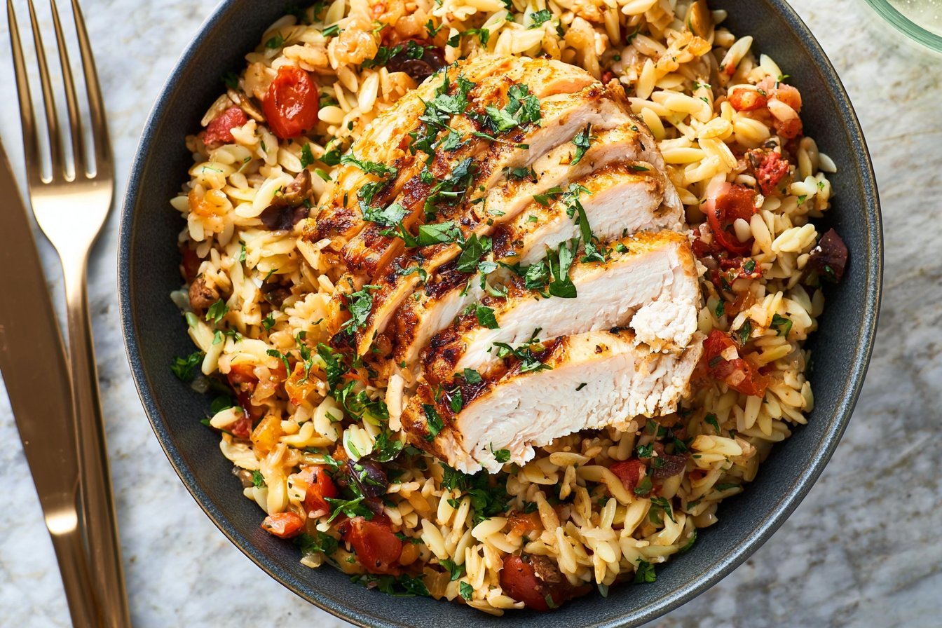 Easy Mediterranean Chicken Orzo