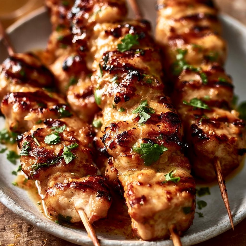 Gegrillte Thai-Kokosnuss-Hähnchenspieße