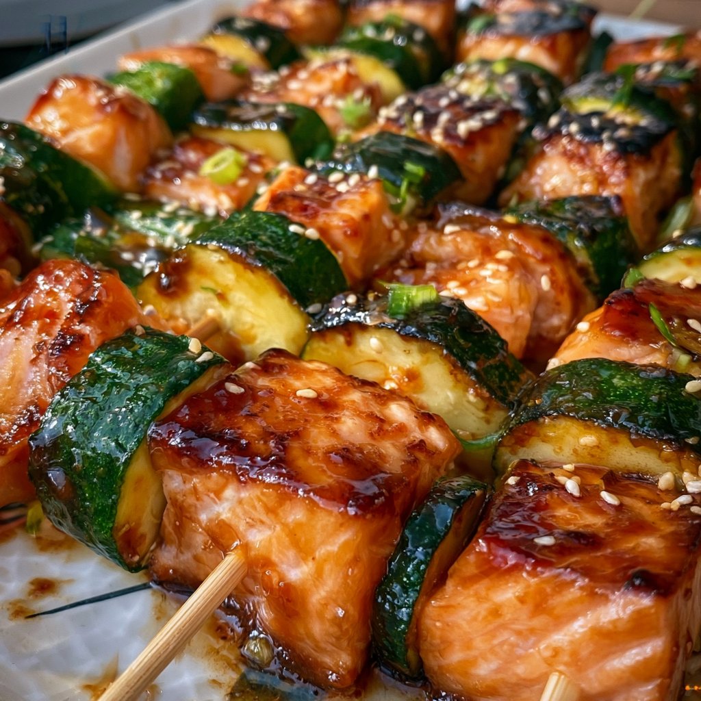 Teriyaki-Lachs und Zucchini-Spieße: Gesund und lecker grillen!