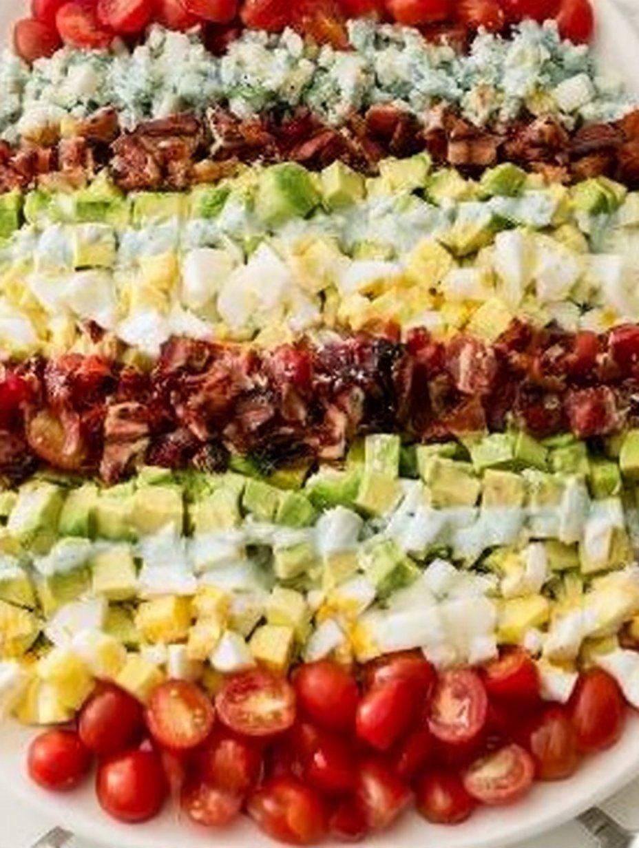 Ensalada Cobb de pollo con tocino crujiente y queso azul