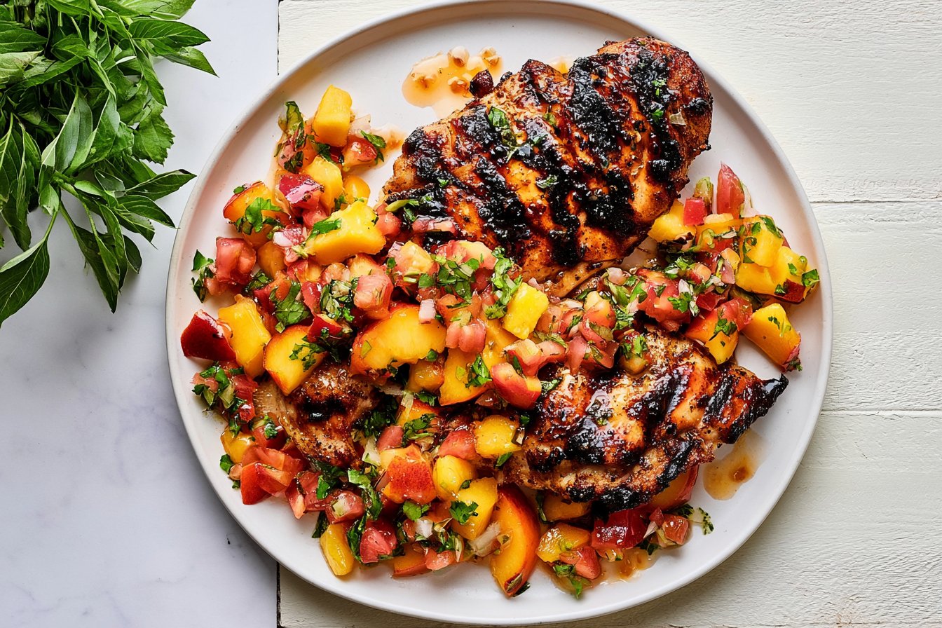 Hot Honey Chicken with Peach Pico de Gallo
