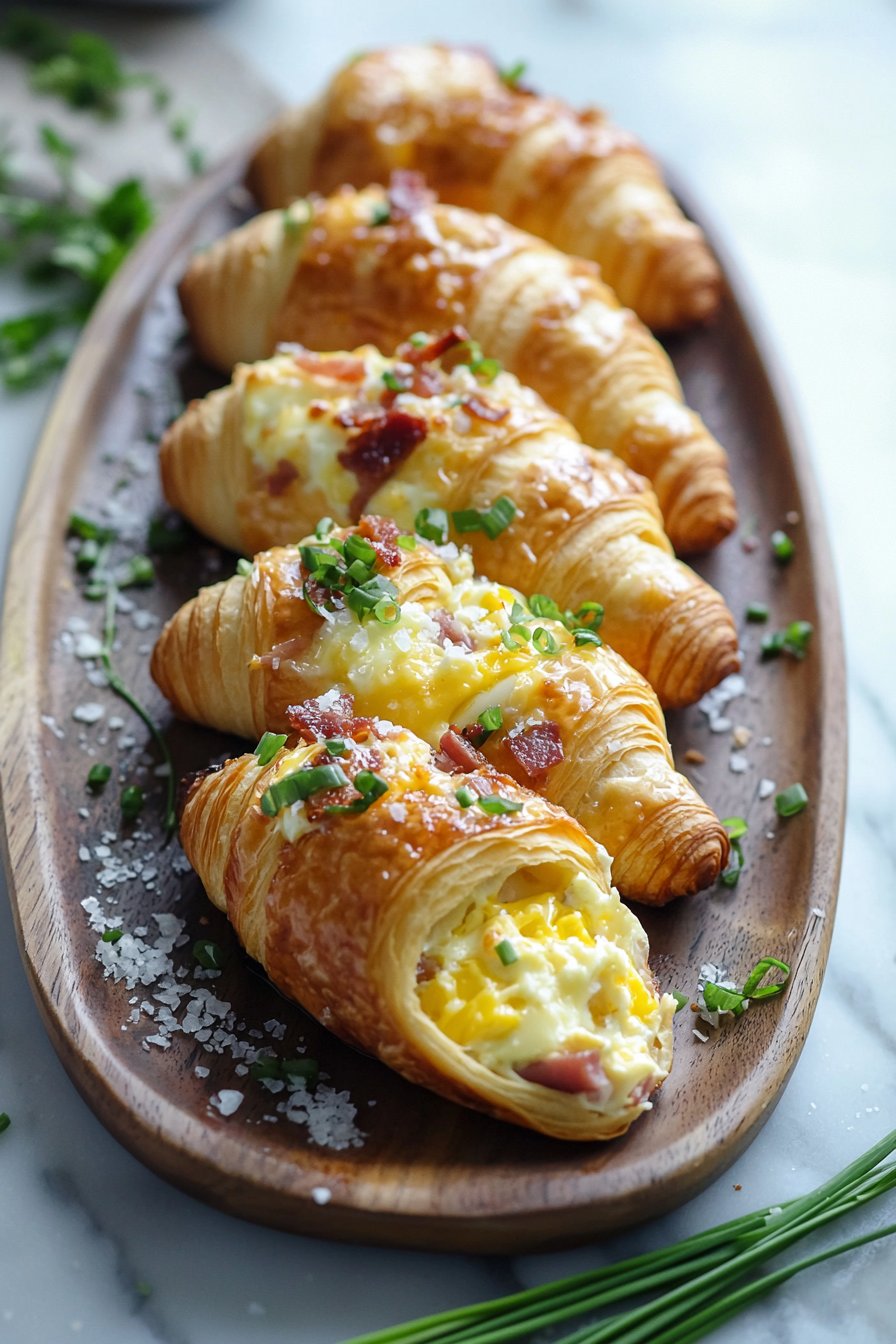 Überbackene Frühstücks-Croissant-Boote