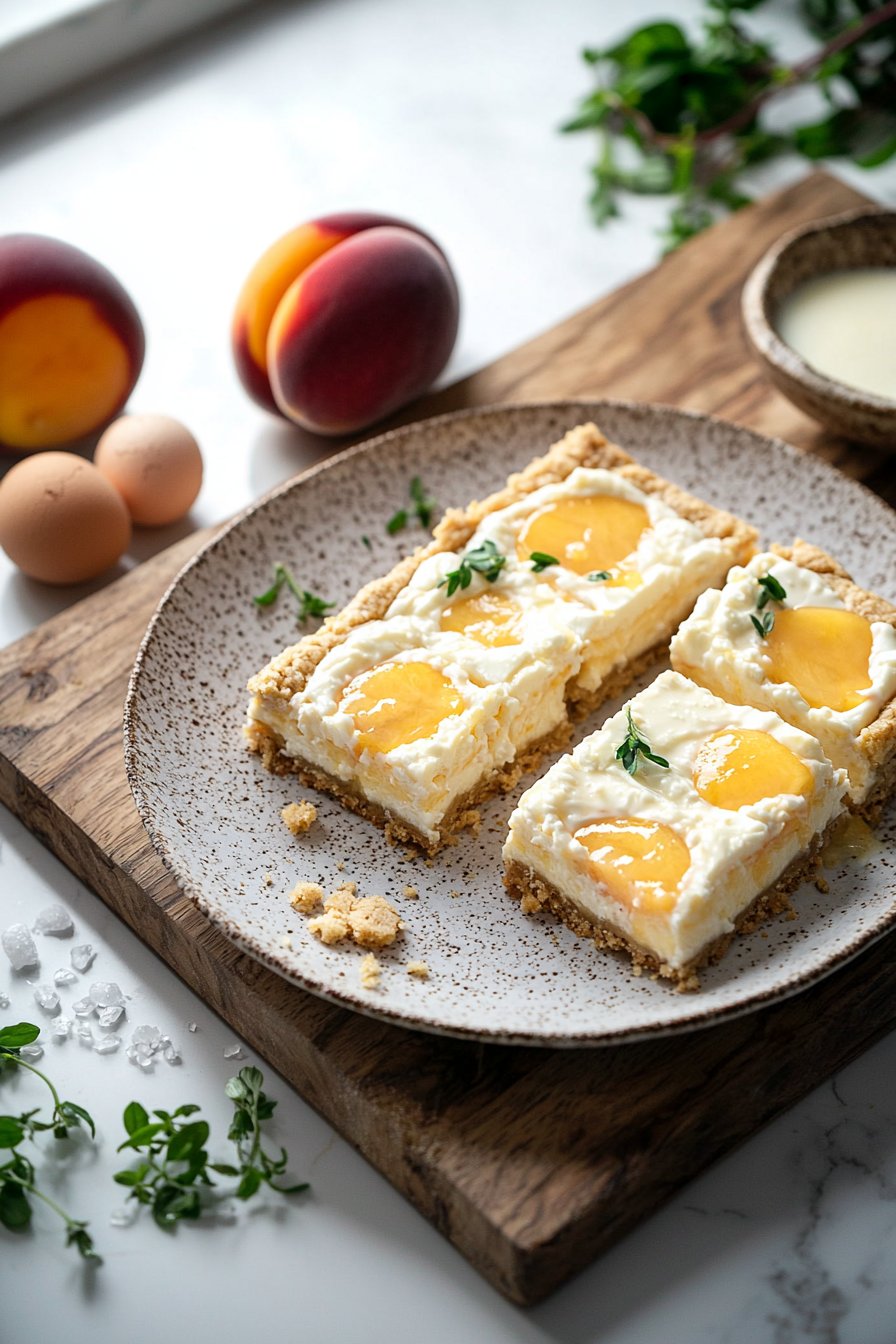 Pfirsich und Sahne Cheesecake Riegel
