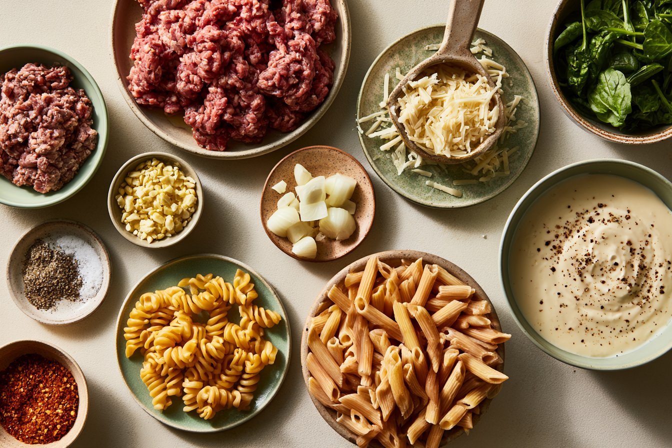 One Pot Creamy Beef and Garlic Butter Pasta