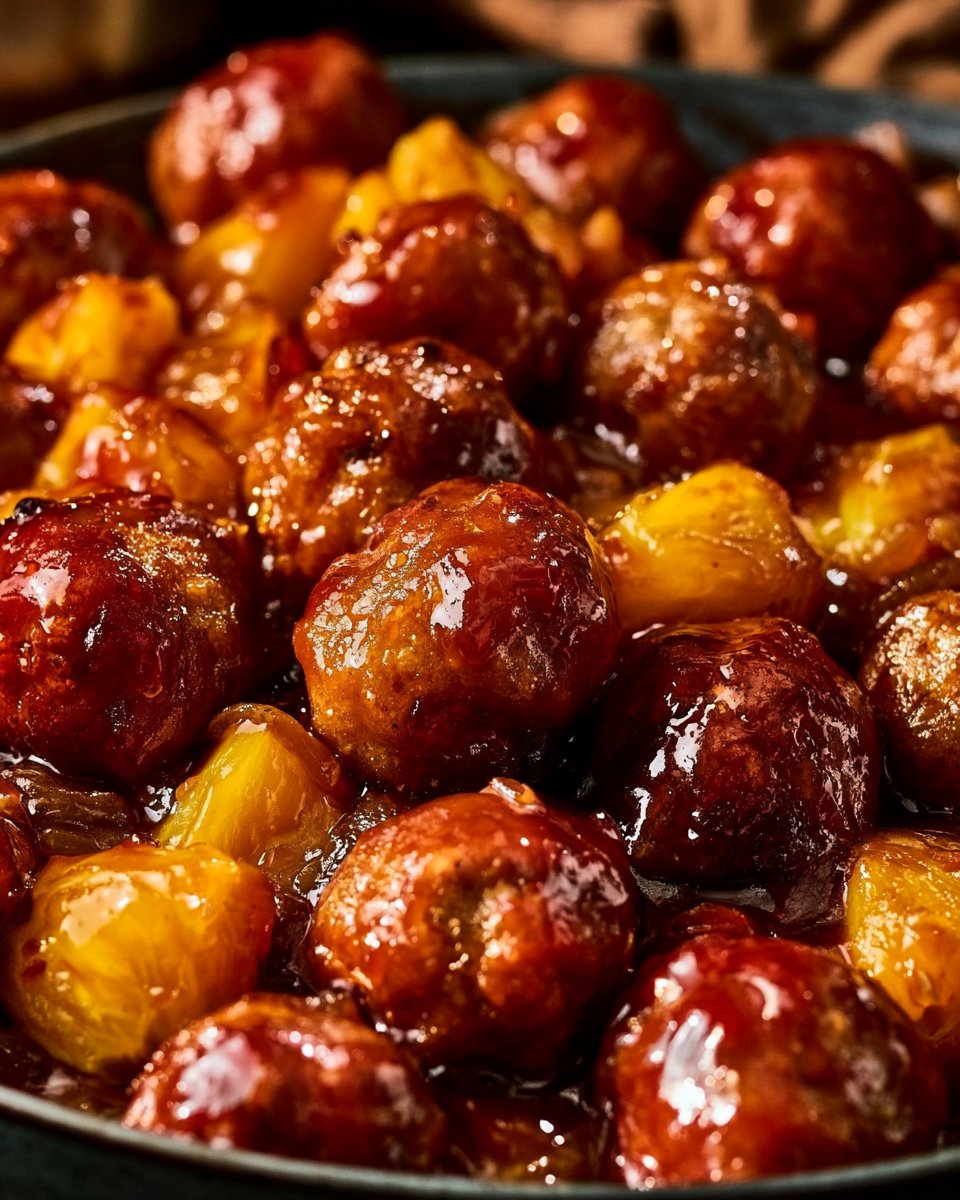 Pineapple Barbecue Meatballs in the Slow Cooker