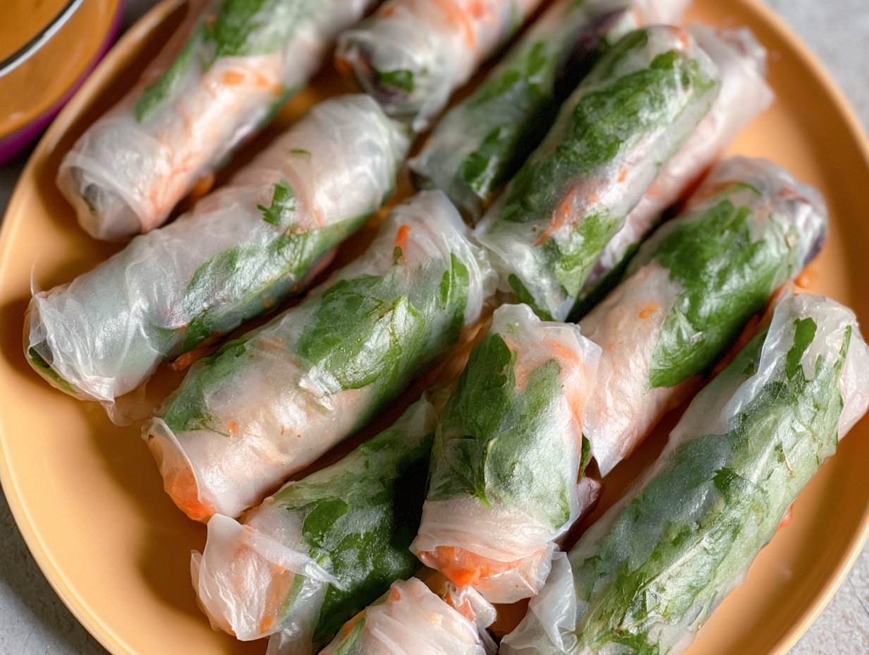 Fresh Rice Paper Spring Rolls with Peanut Sauce