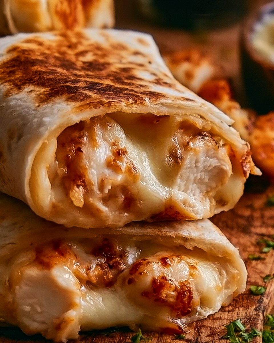 Cheesy Garlic Chicken Wraps Recipe