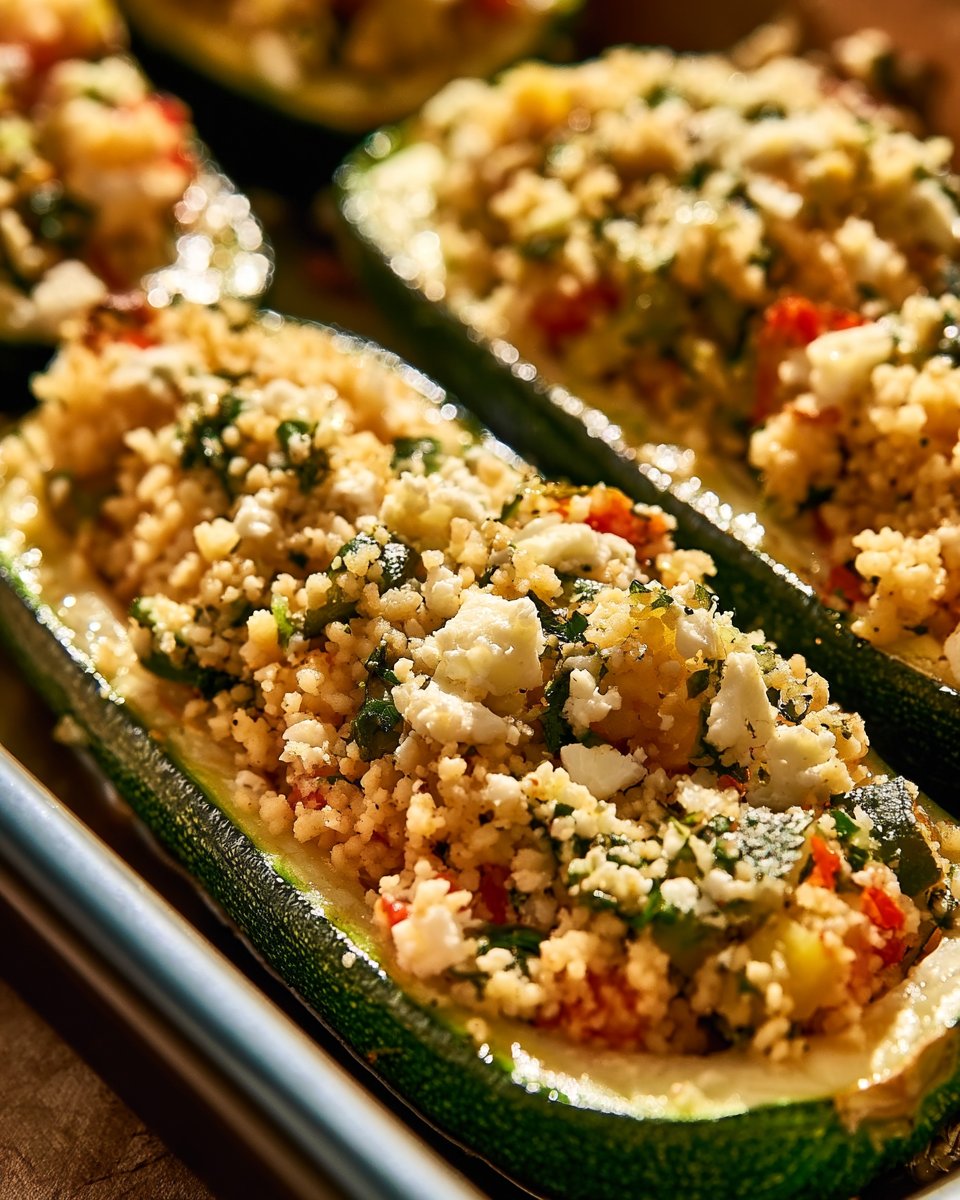 Gefüllte Zucchinis mit Couscous und Feta