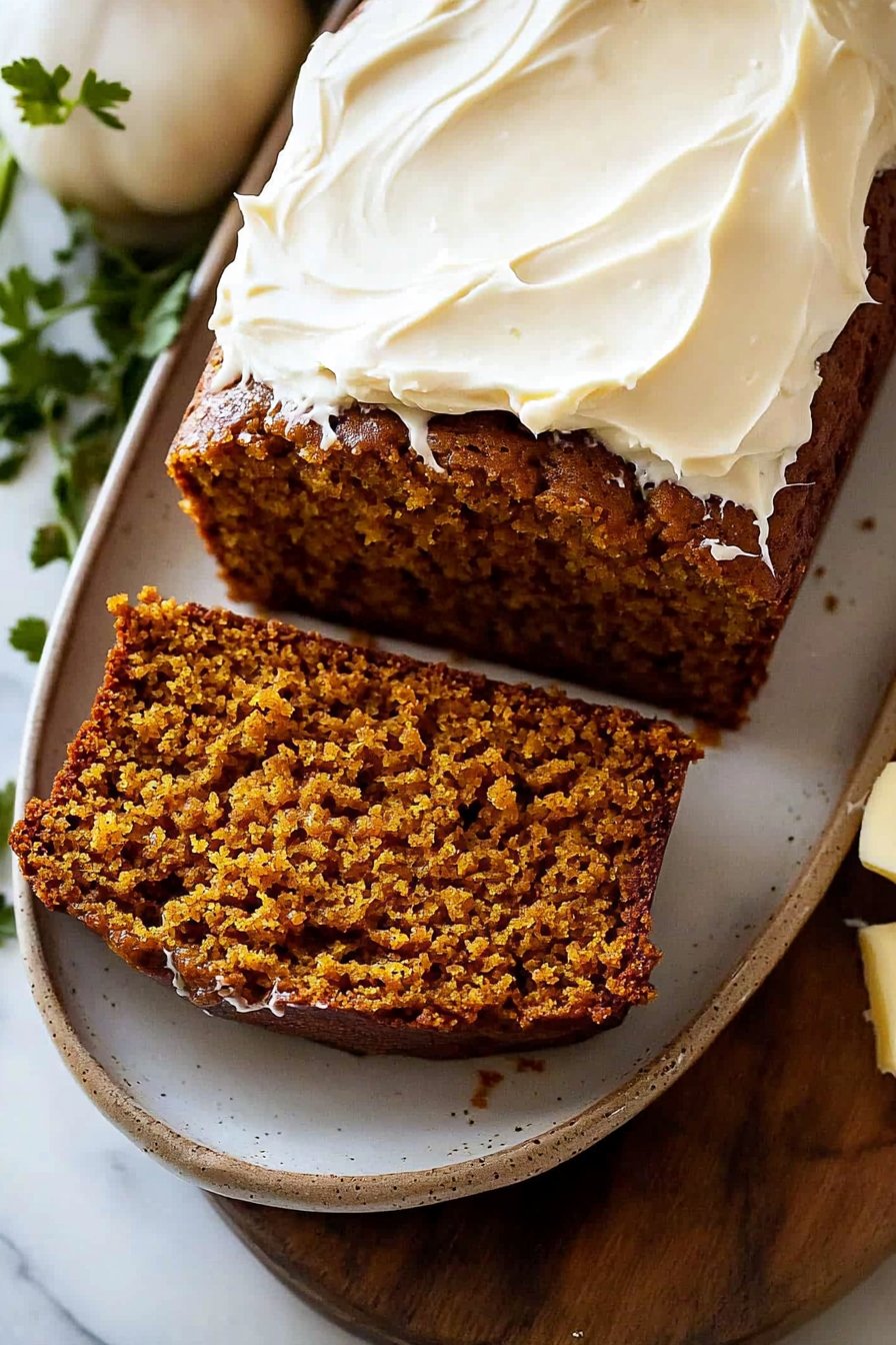 Pumpkin Bread with Cream Cheese Frosting