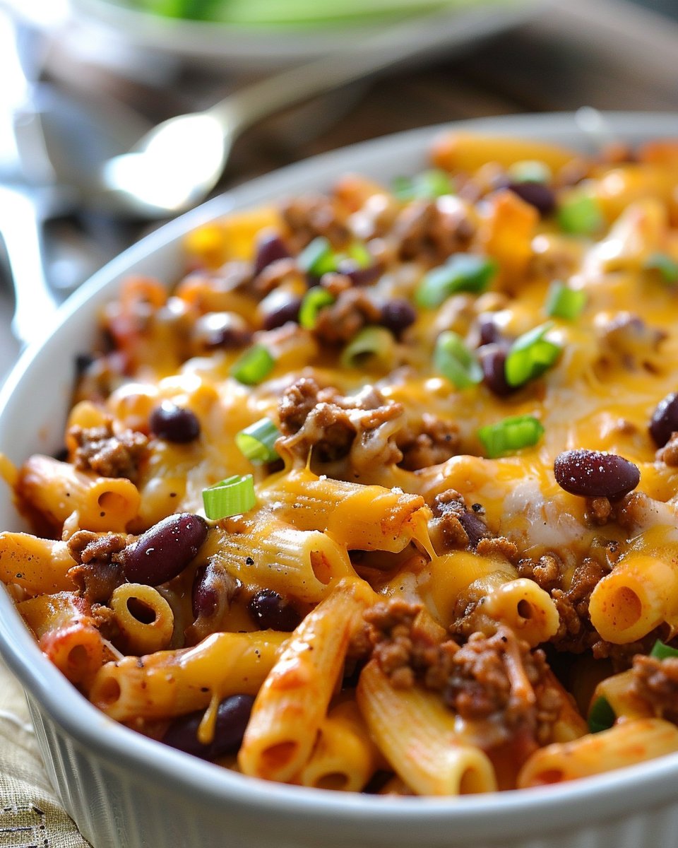 Chili Mac and Cheese Pasta Recipe | Cheesy chili mac meal, Cheesy chili mac or goulash, Chili and macaroni