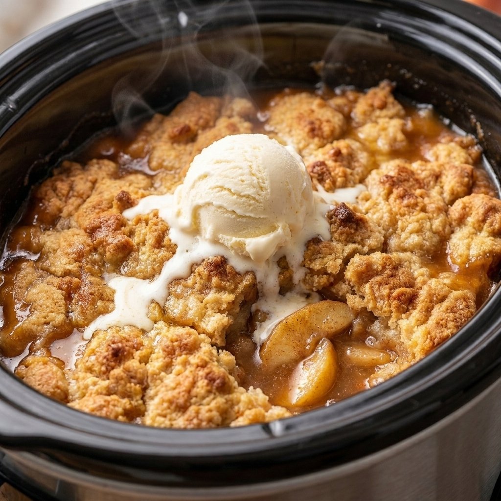Crockpot Apple Cobbler, The Easiest Slow Cooker Dessert Ever!