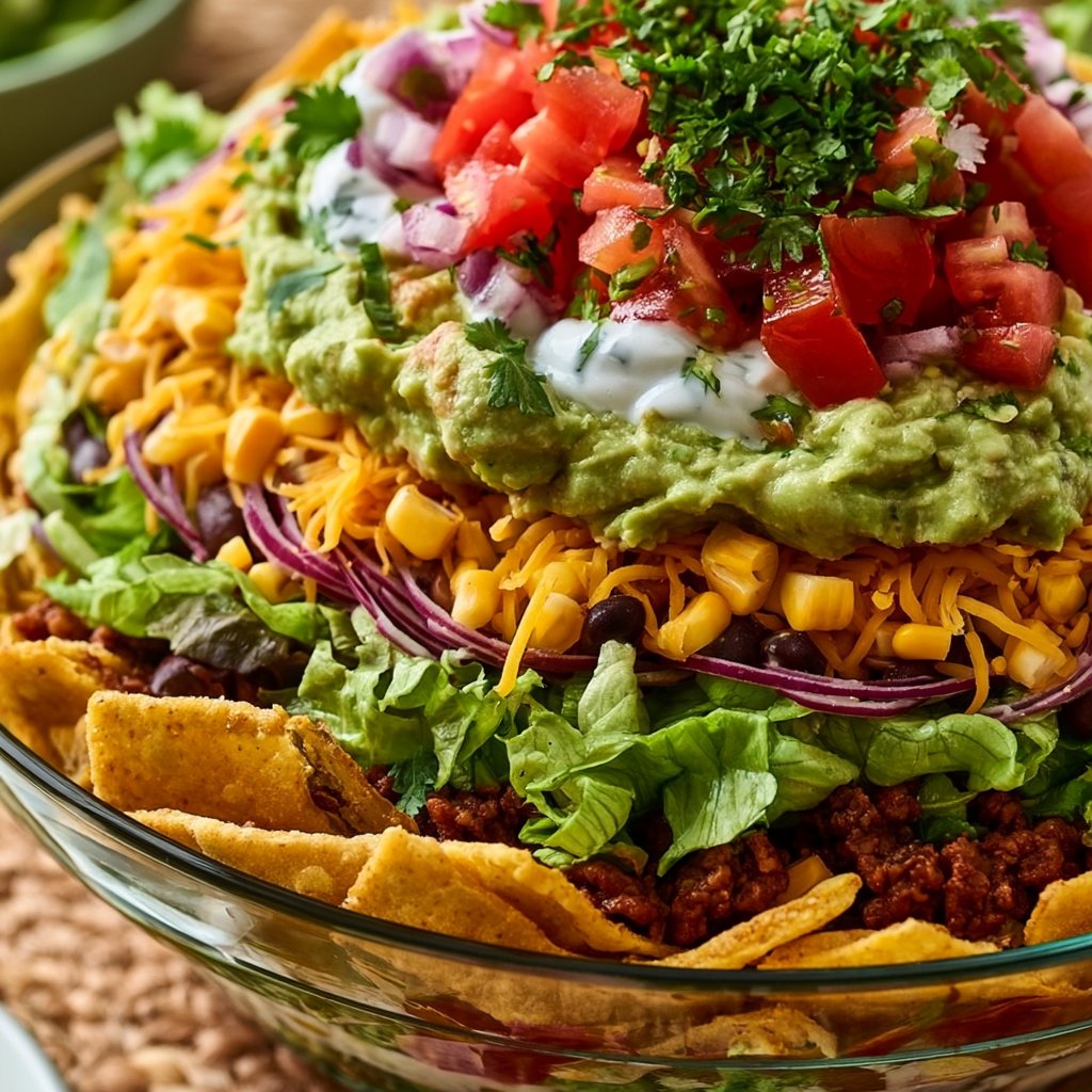 Geschichteter Taco-Salat (einfach & vegan)