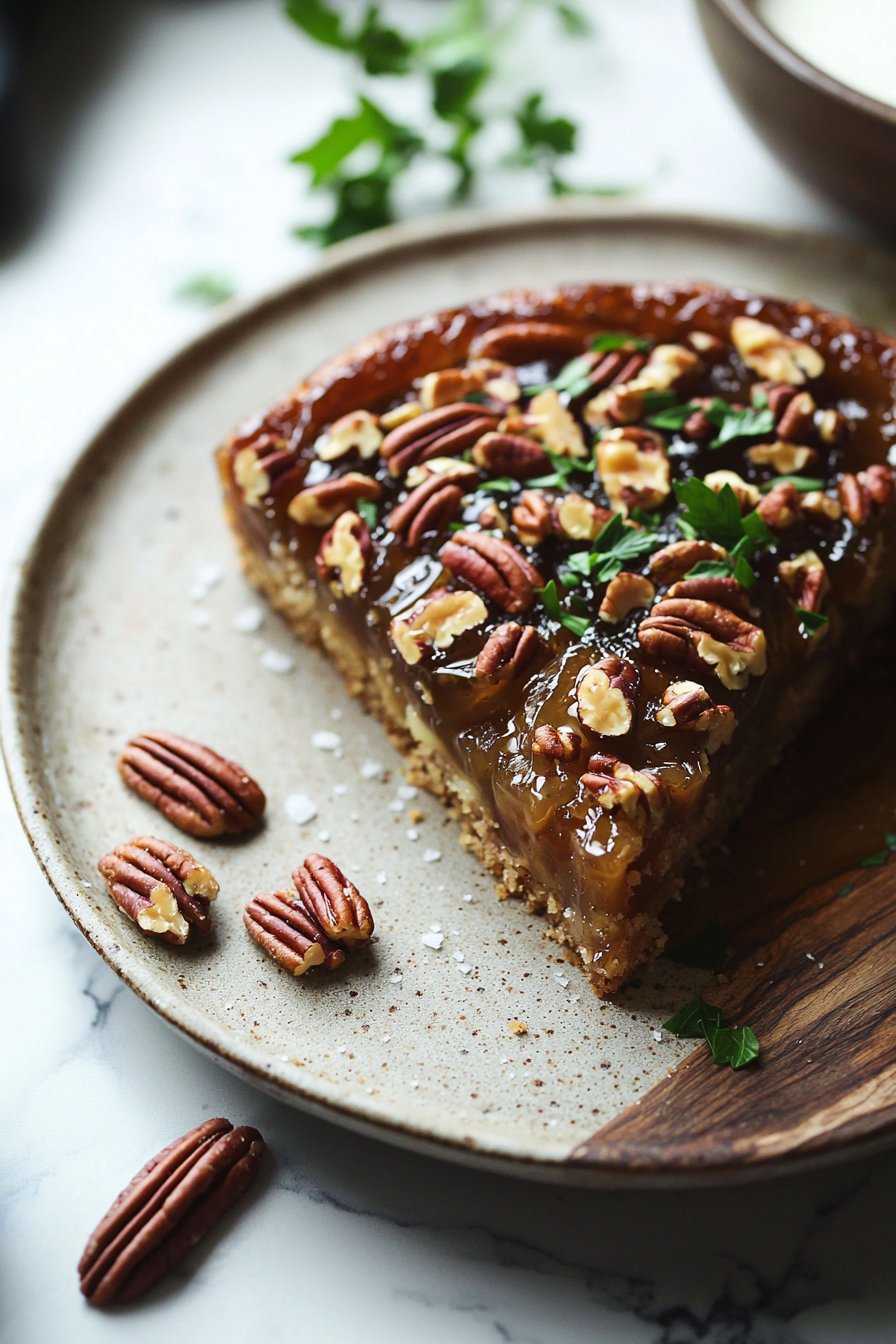 Pecan-Kuchen mit der Oberseite nach unten