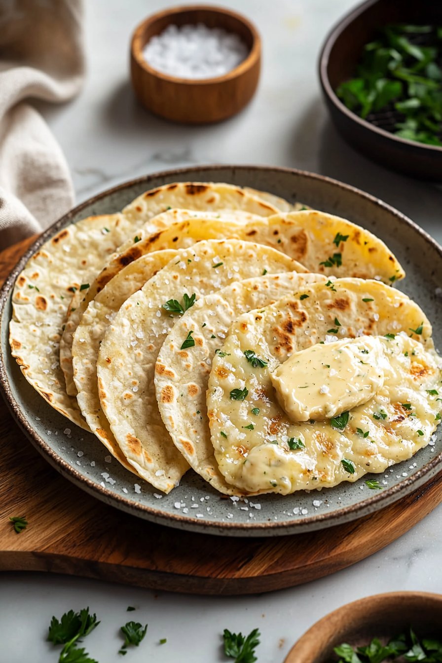 Luftfritteusen-Tortilla-Knoblauchbrot
