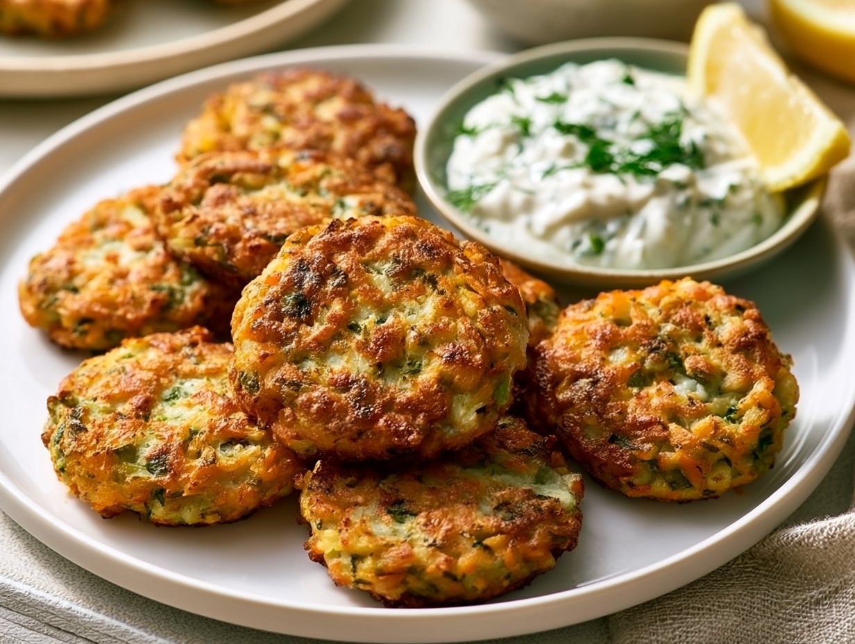 Airfryer Gemüsefrikadellen mit Kräuterquark