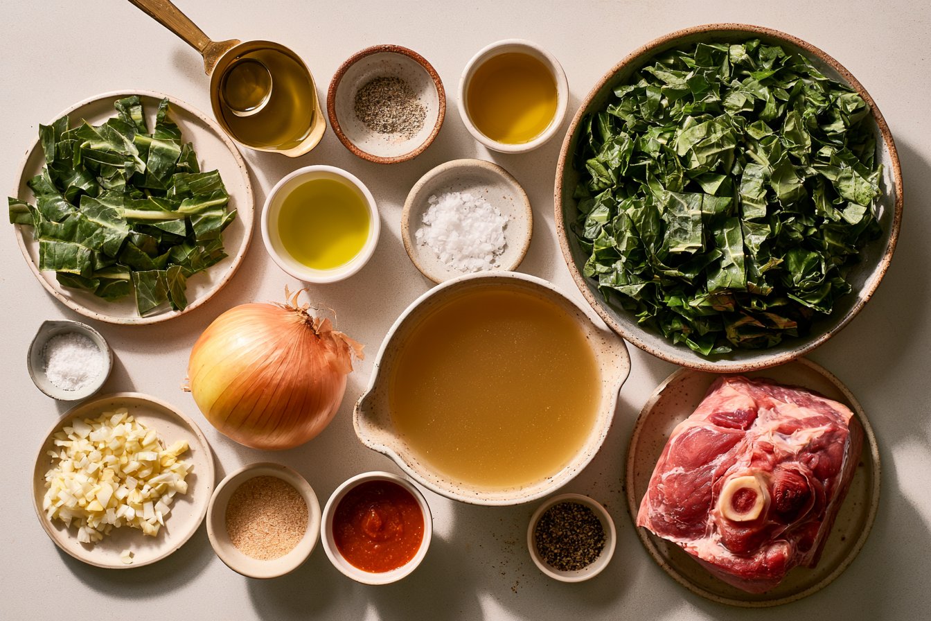 Southern Braised Collard Greens with Ham Hocks