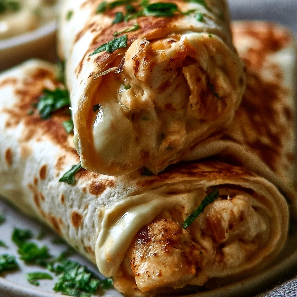 Schnelle Käse-Knoblauch-Hähnchen-Wraps