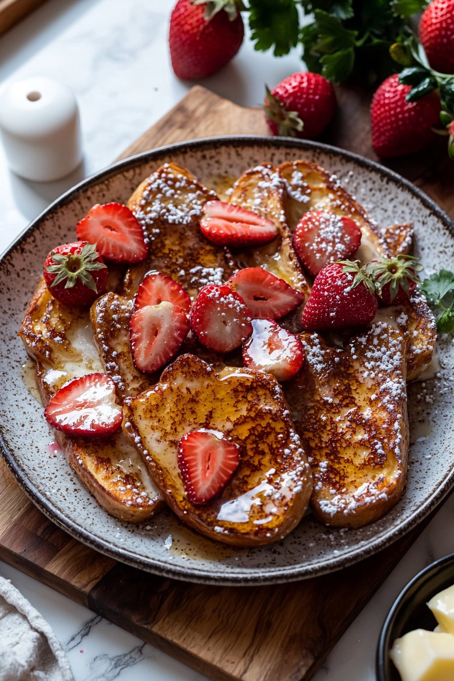 GEBAKENE ERDBEEREN UND CREME FRANZÖSISCHER TOAST