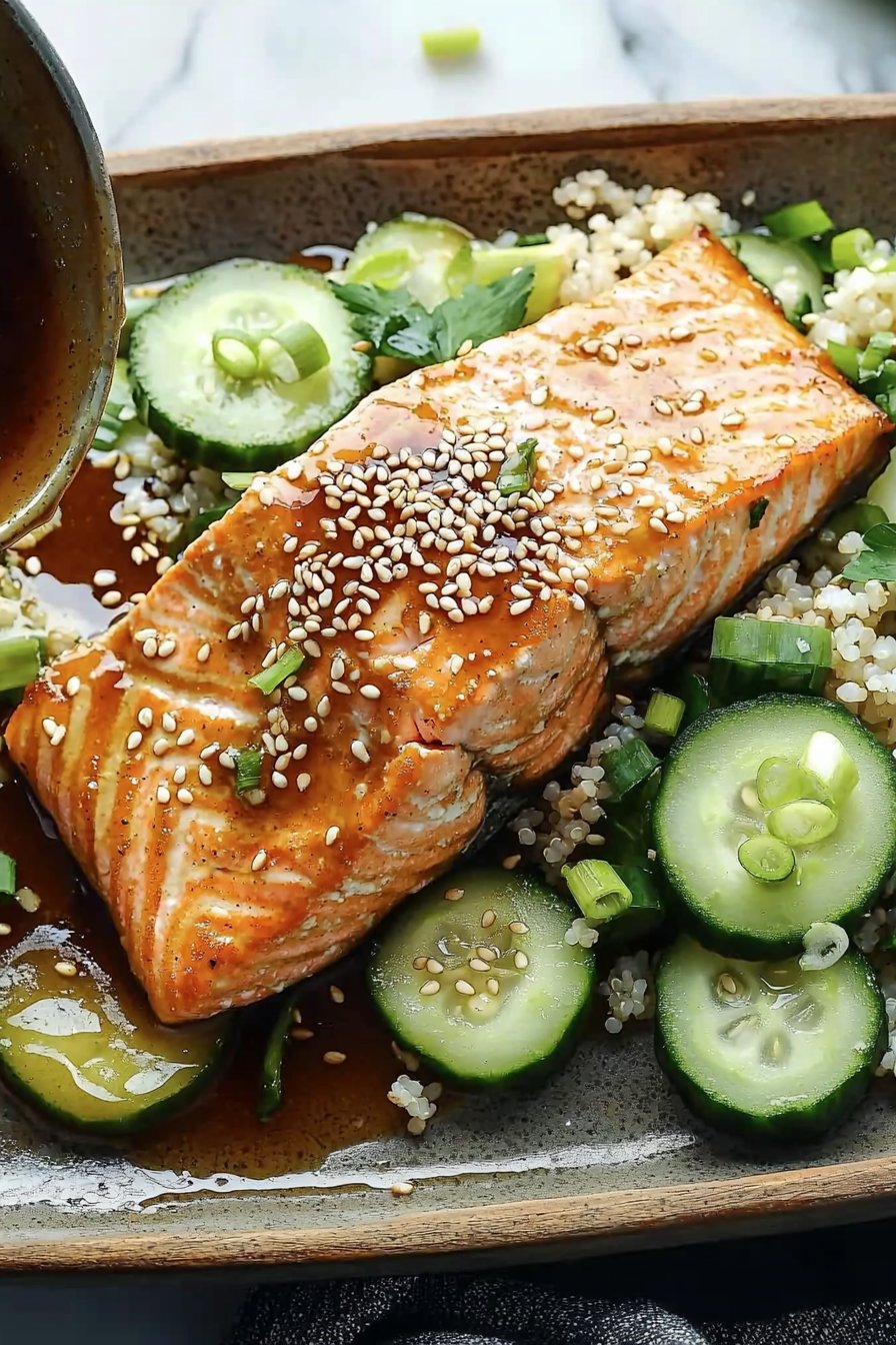 Teriyaki-Lachs mit Gurkensalat