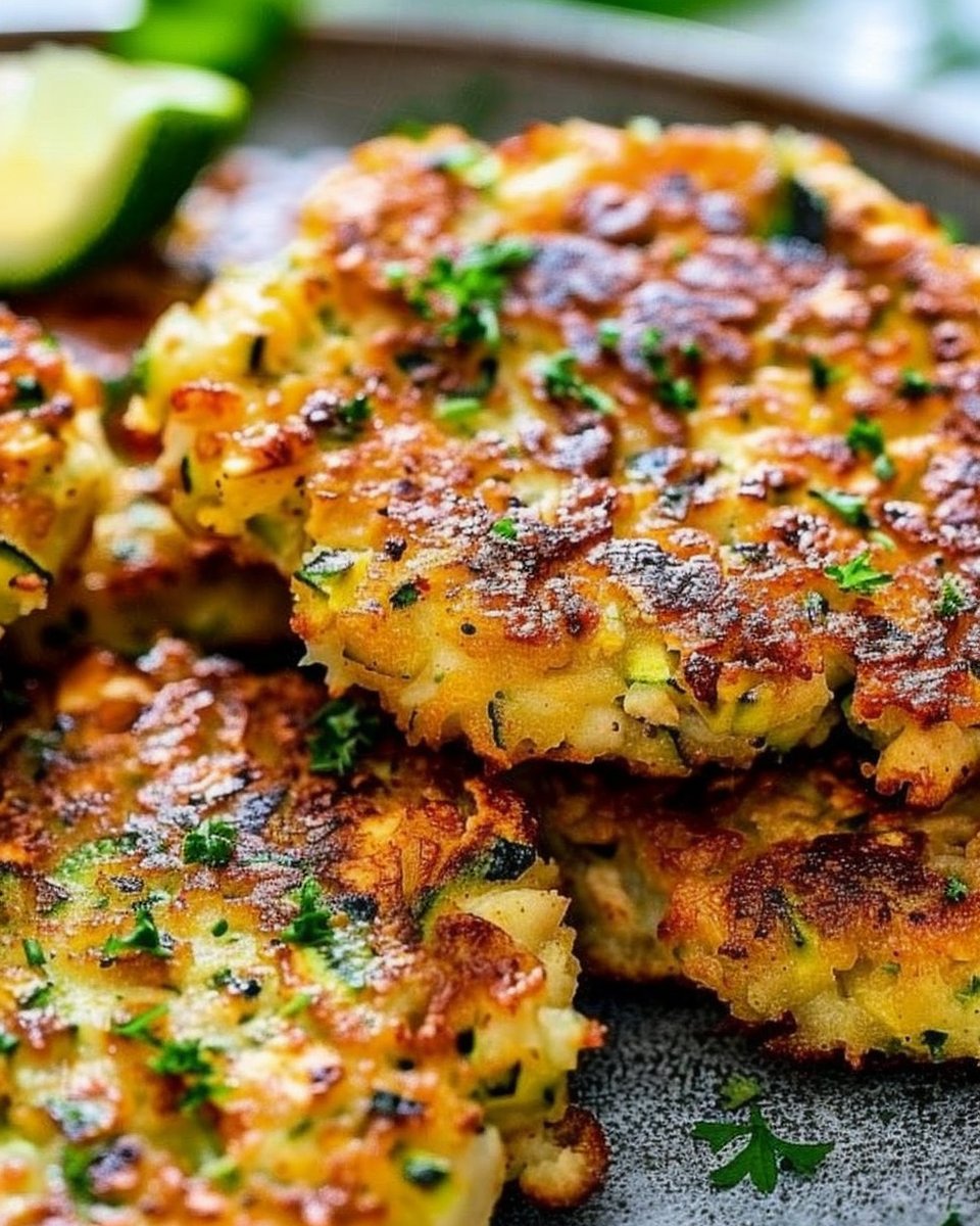 Cheesy Zucchini Chicken Fritters