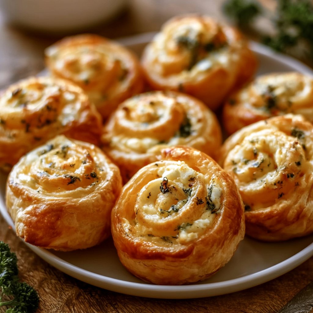 Knusprige Blätterteig-Feta-Schnecken