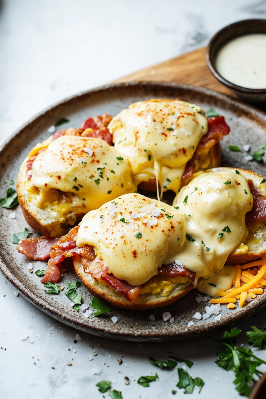 Easy Eggs Benedict Casserole with Hollandaise