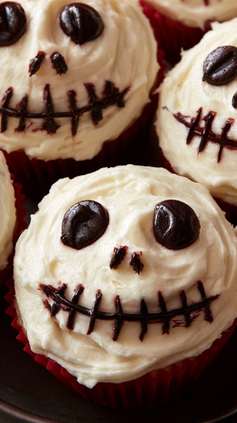 Creepy Halloween Skull Cupcakes
