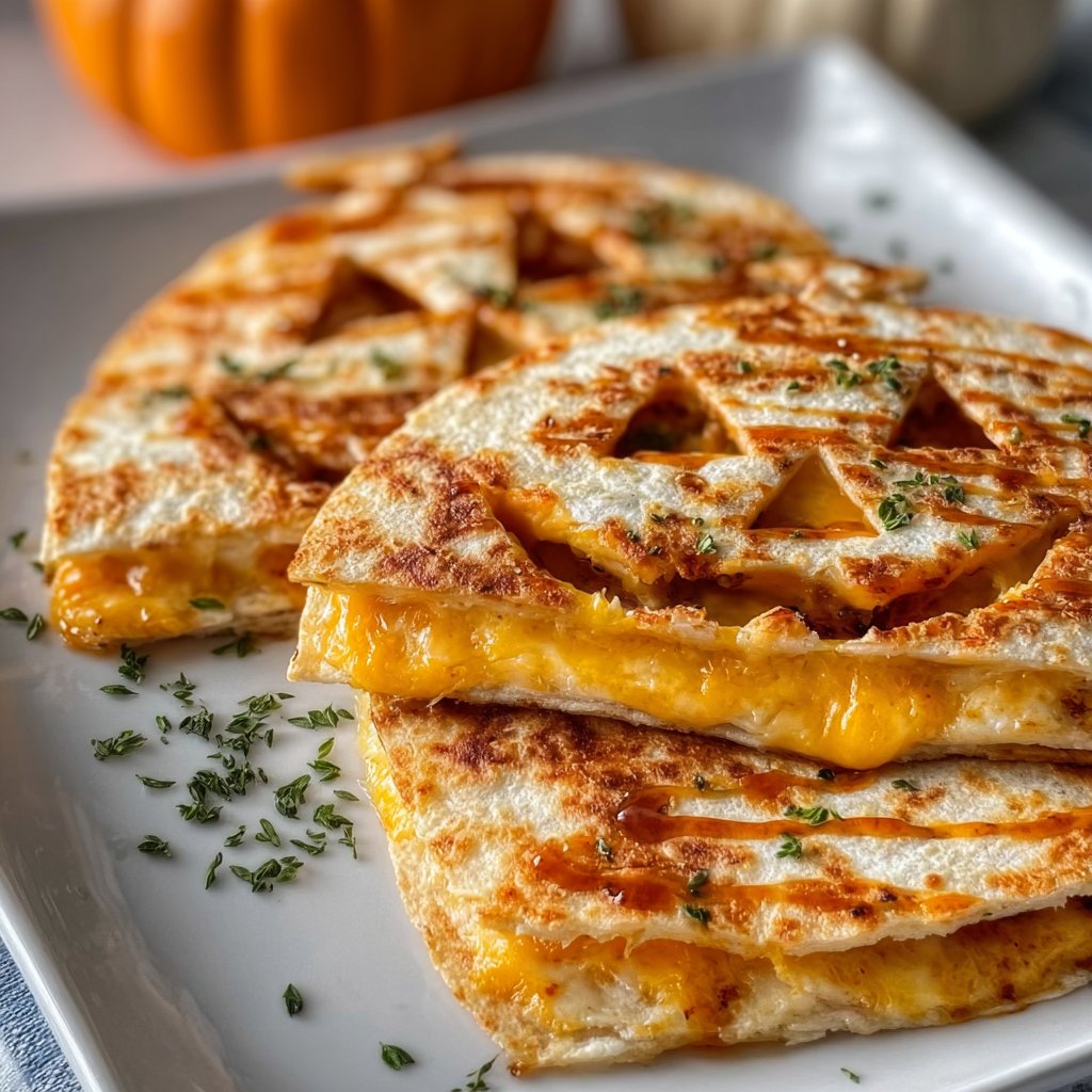 Jack-o-lantern Cheese Quesadillas