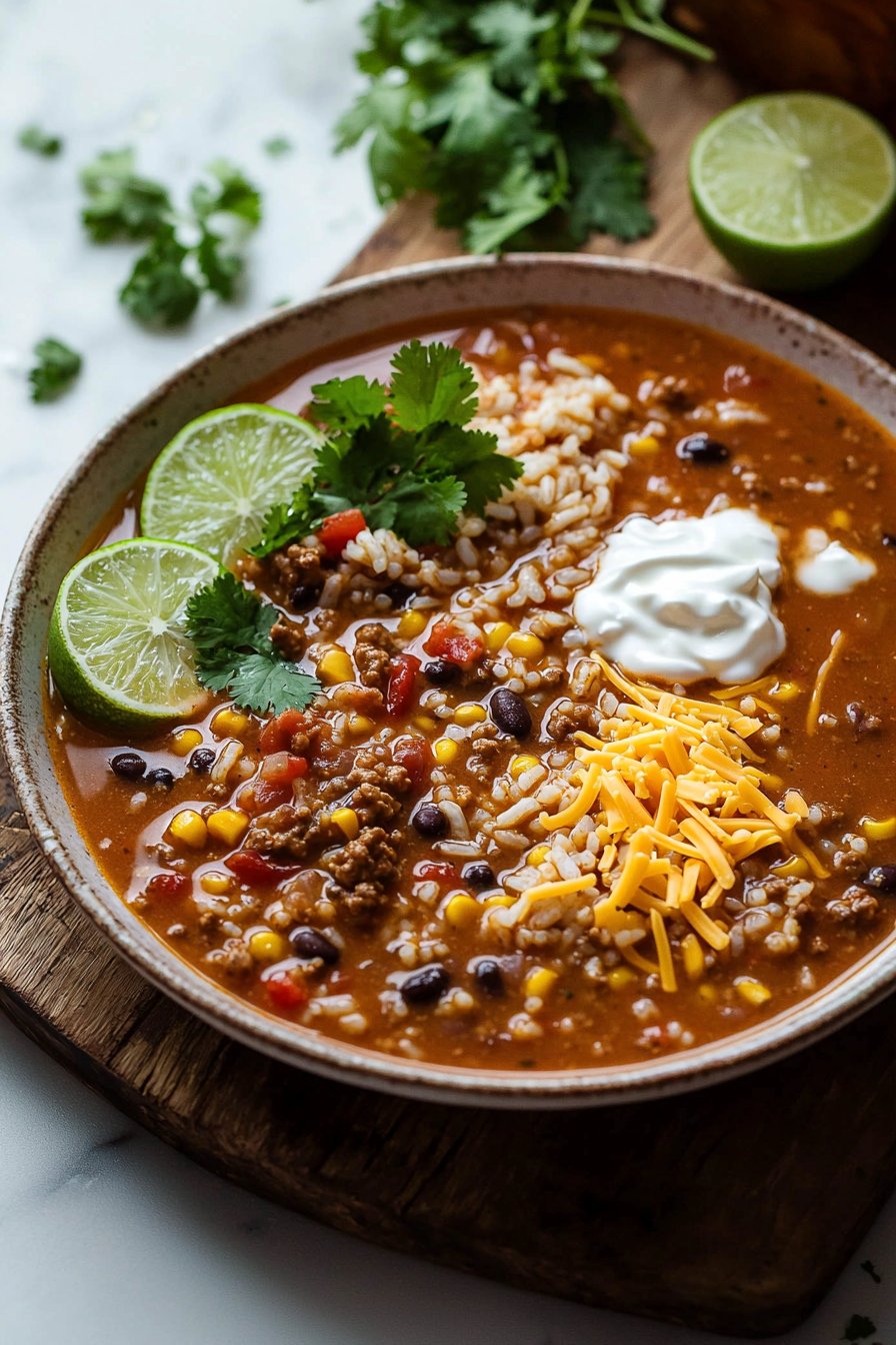 Crockpot Taco Rice Soup