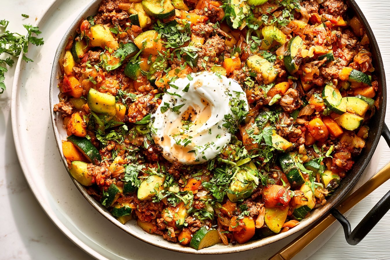 Ground Beef And Zucchini Skillet