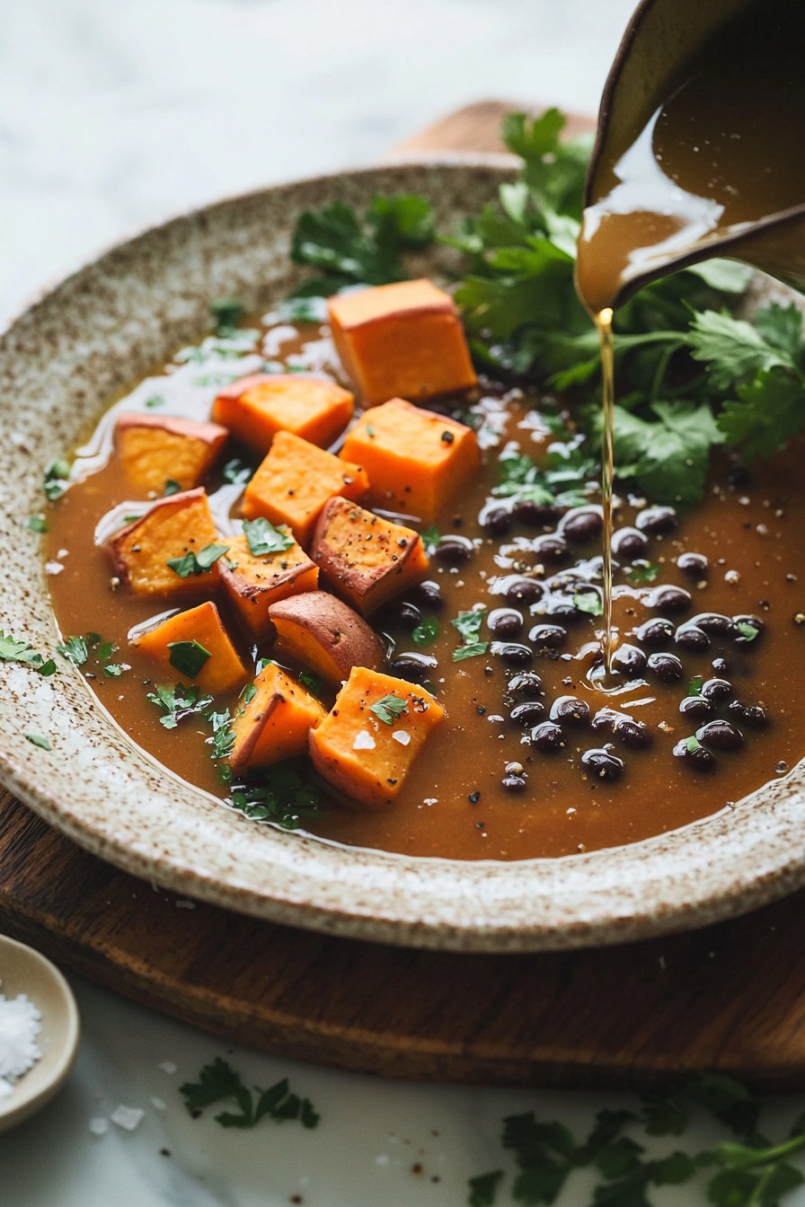 Simple Sweet Potato and Black Bean Soup