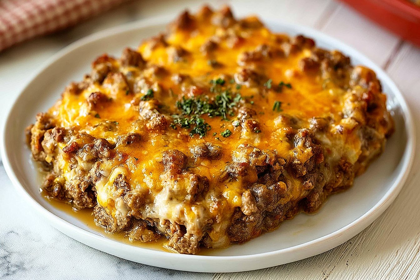Cheesy Keto Ground Beef Casserole
