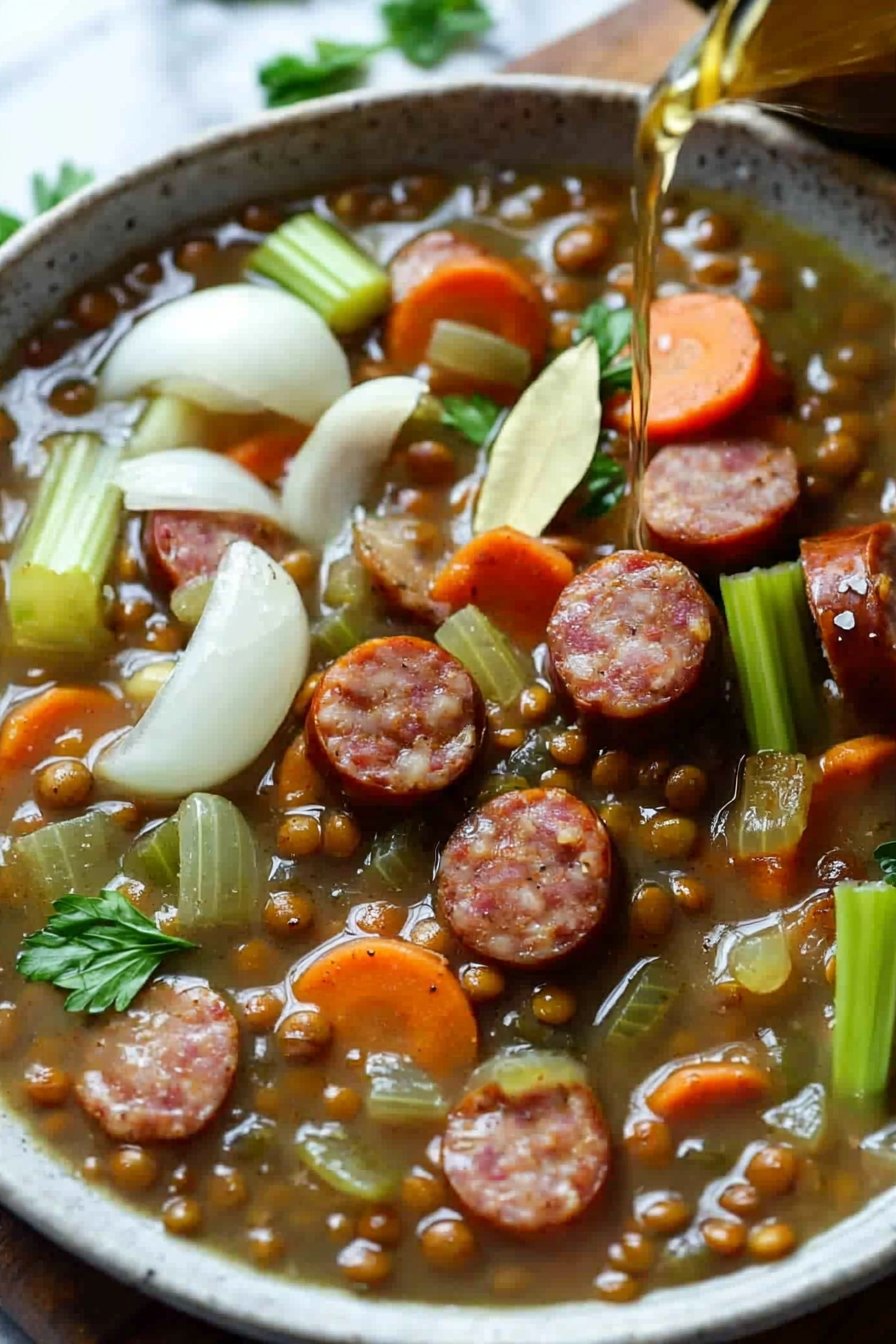 Omas Linsensuppe mit Würstchen