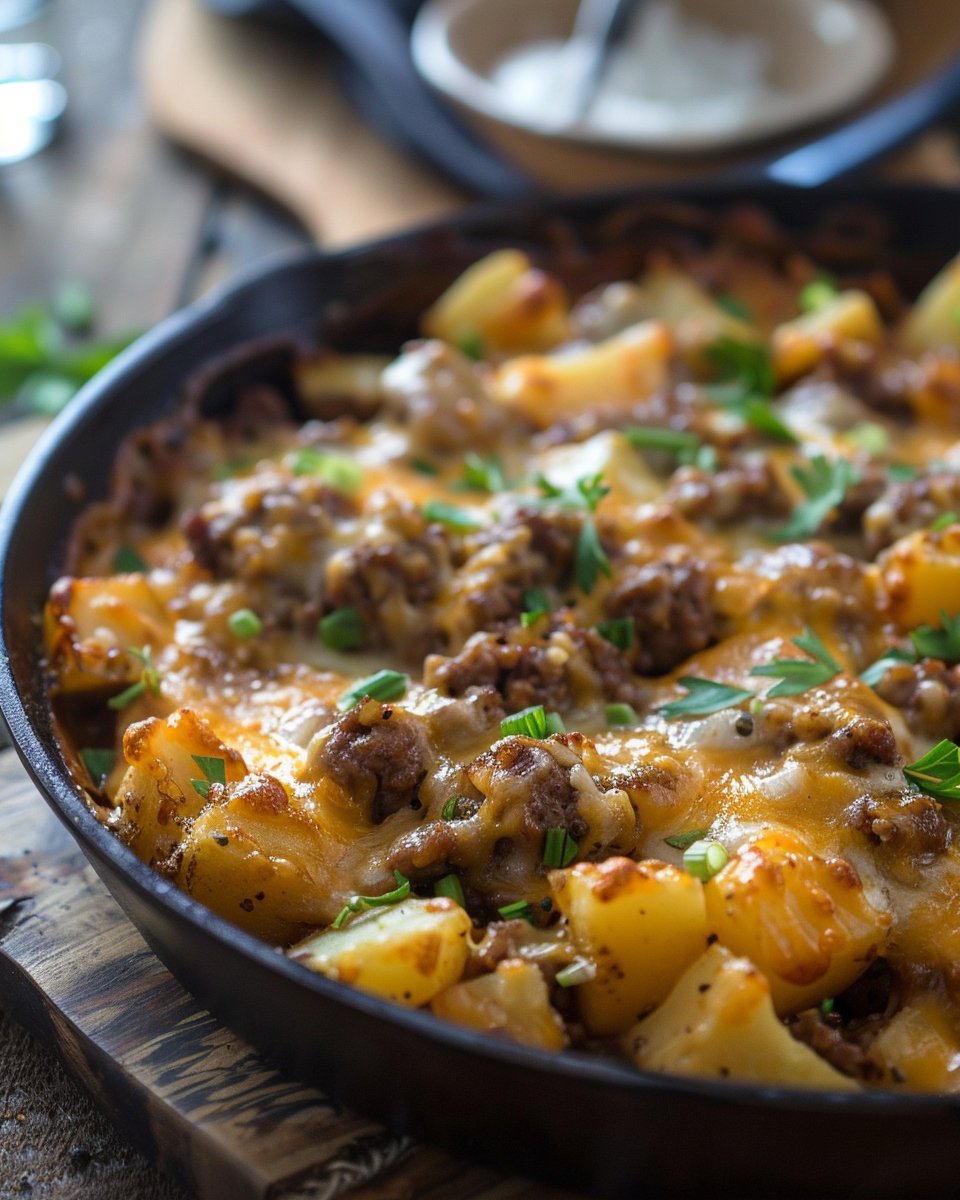 One-Pan Cheesy Meat & Potato Skillet