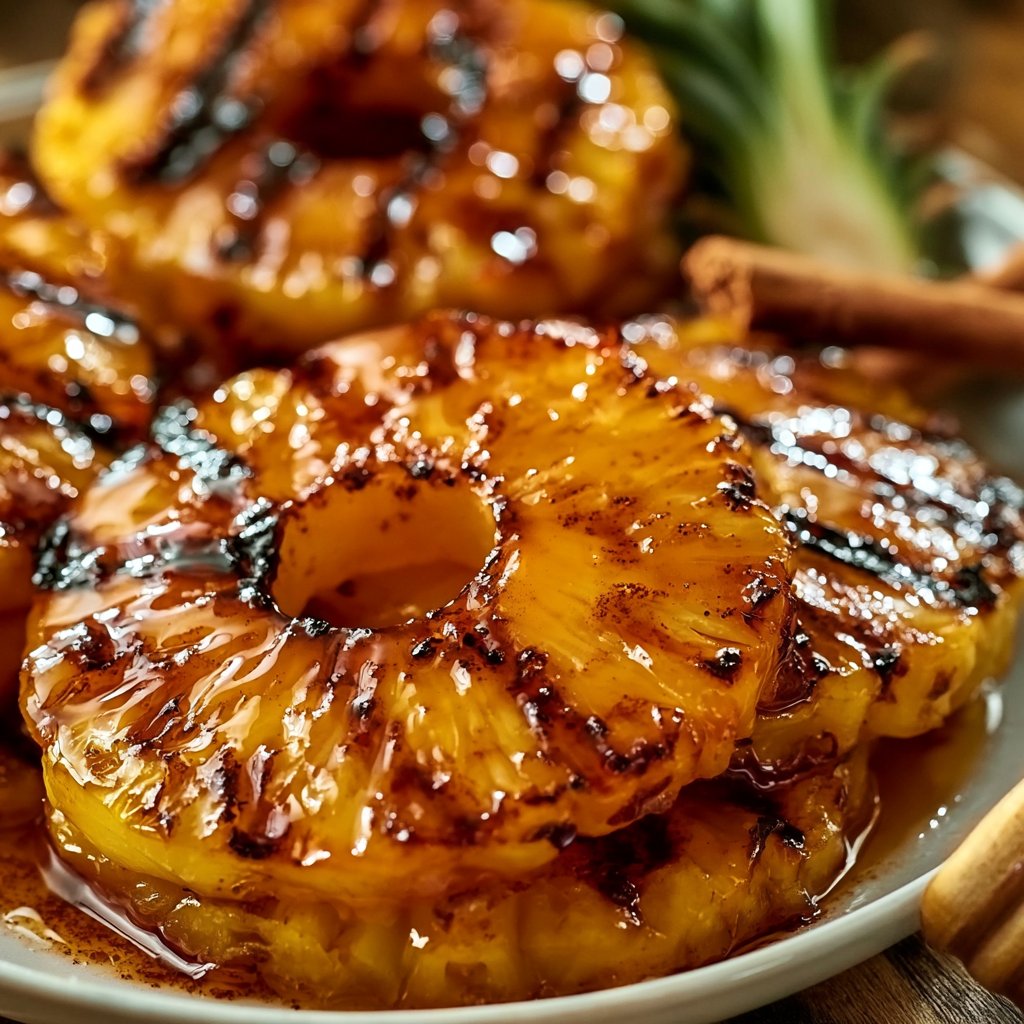 Grilled pineapple with honey and cinnamon