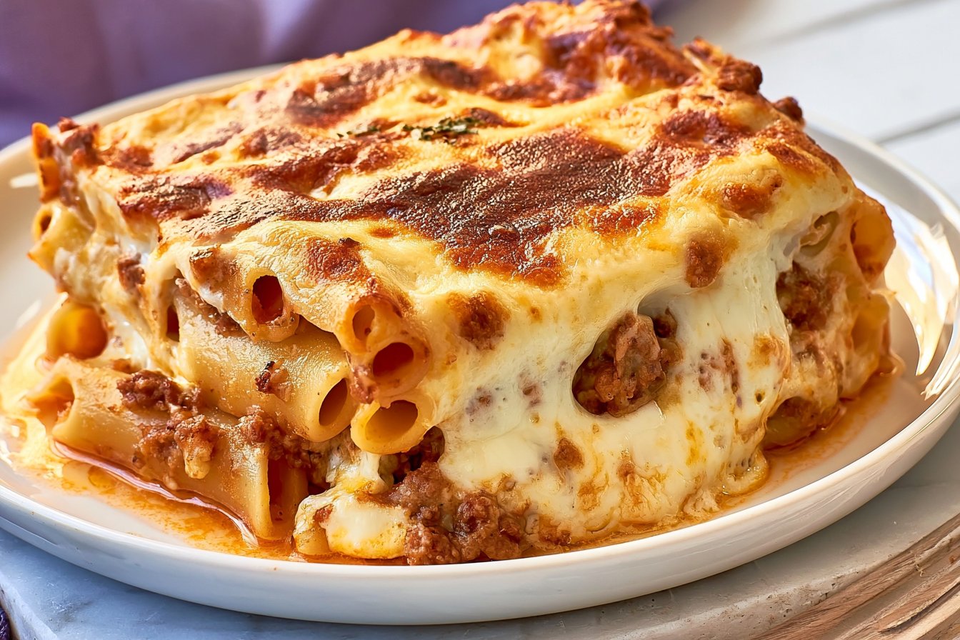 Baked Penne with Bechamel and Meat Sauce