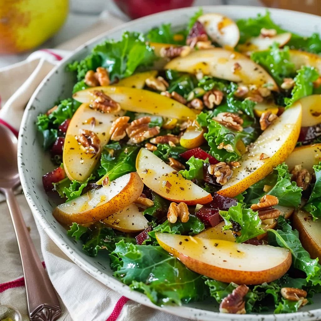 Autumn Kale, Pear, and Toasted Walnut Salad