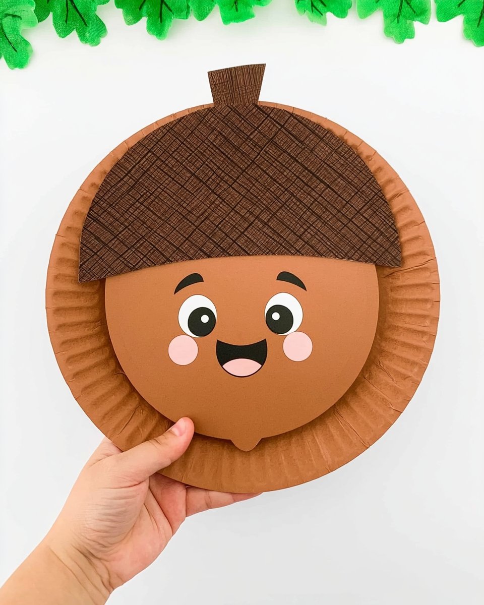 Paper Plate Acorn Craft (Free PDF Template)
