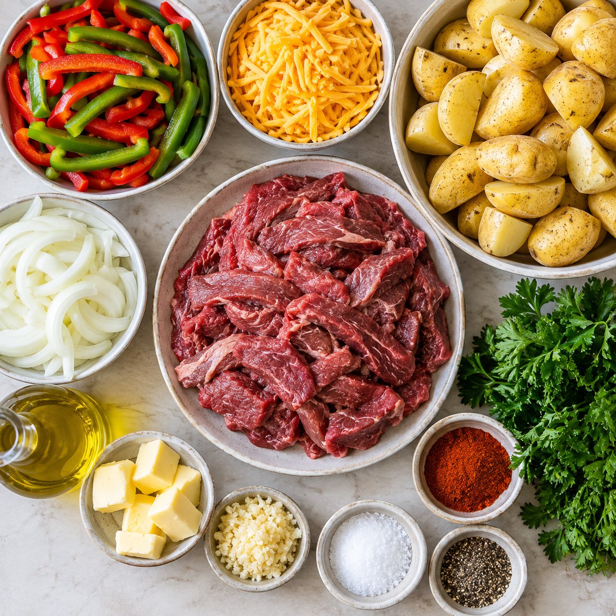 Cuenco Fácil de Bistec con Queso