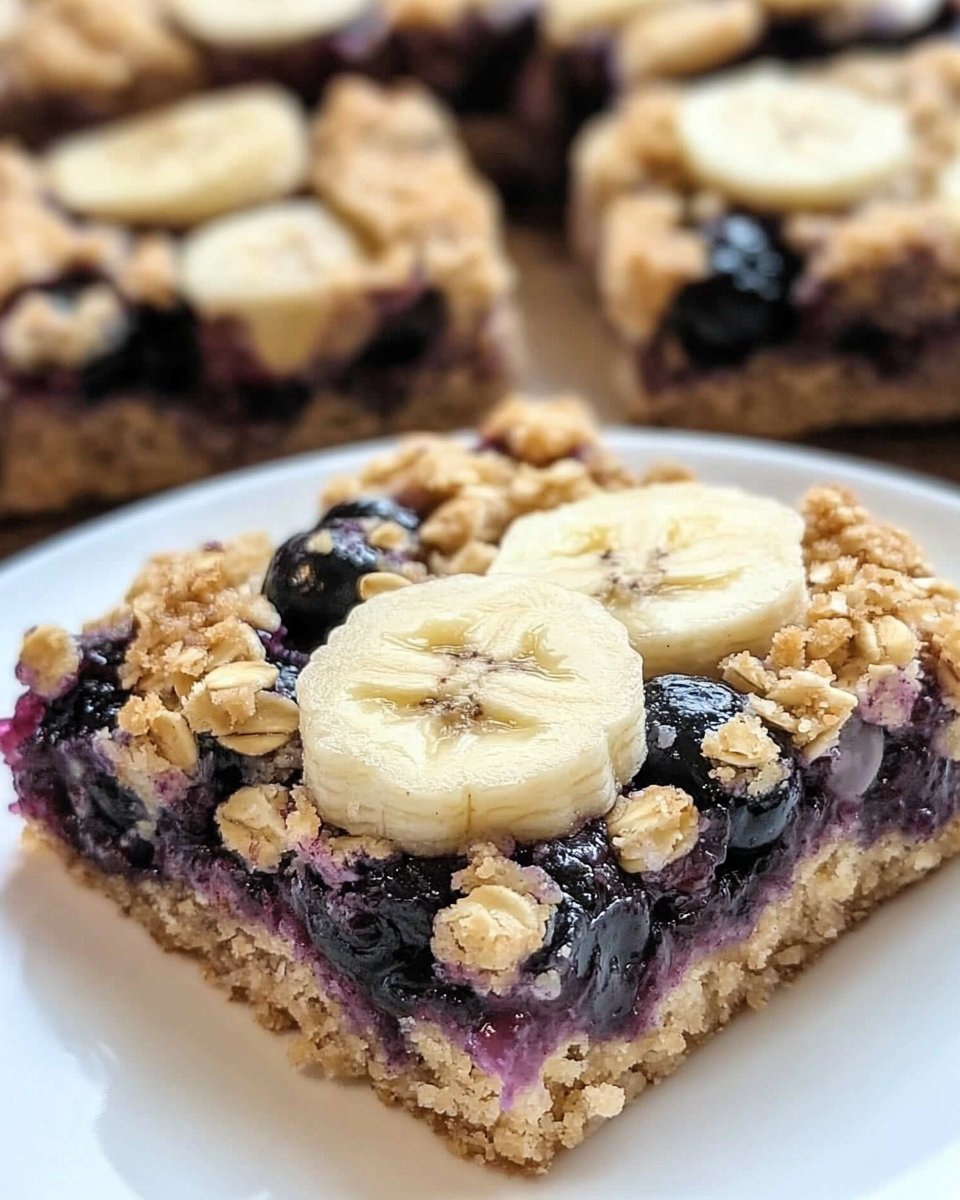 Skinny Banana Blueberry Oatmeal Crumble Bars