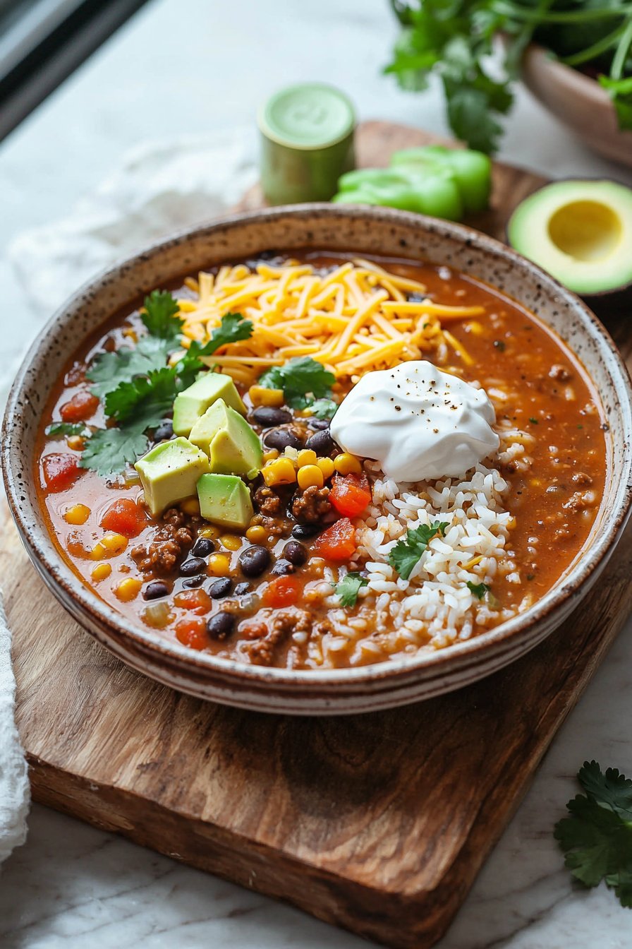 Crockpot Taco Rice Soup