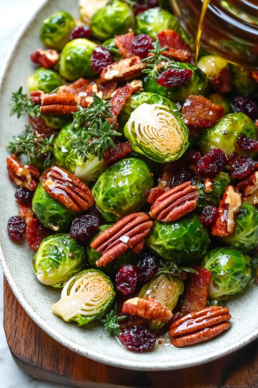 Brussels Sprouts with Bacon, Pecans and Cranberries