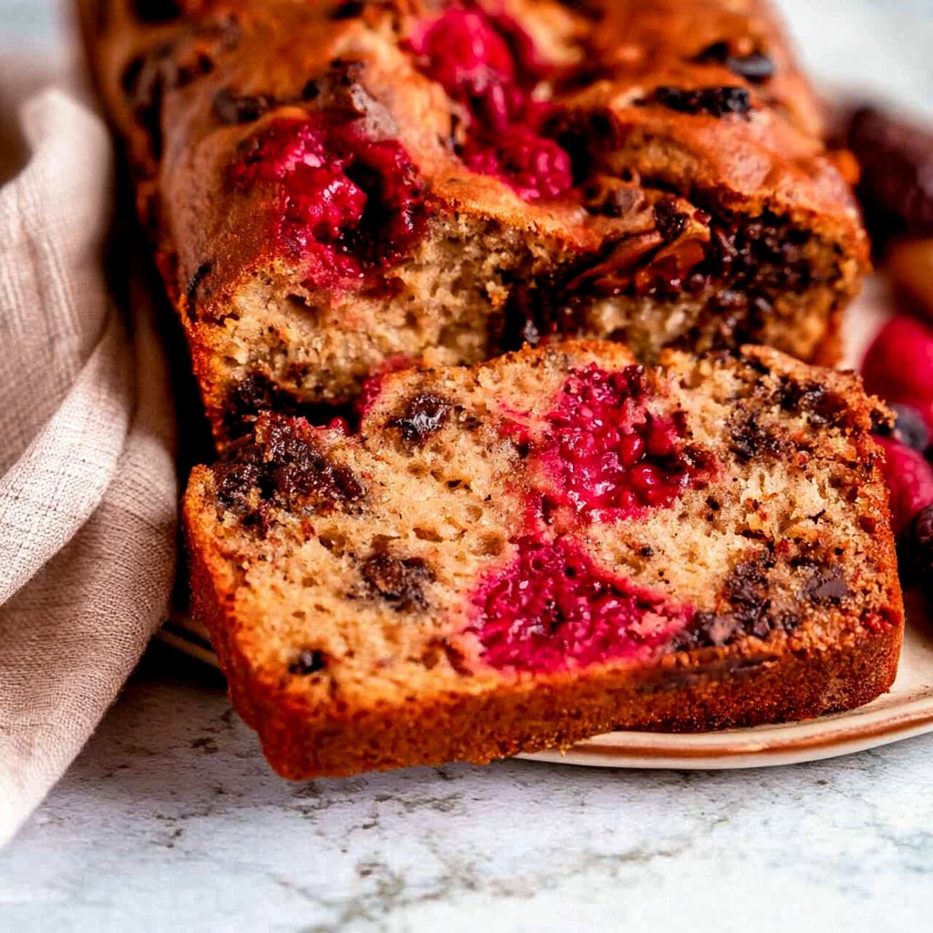 Raspberry Dark Chocolate Banana Bread