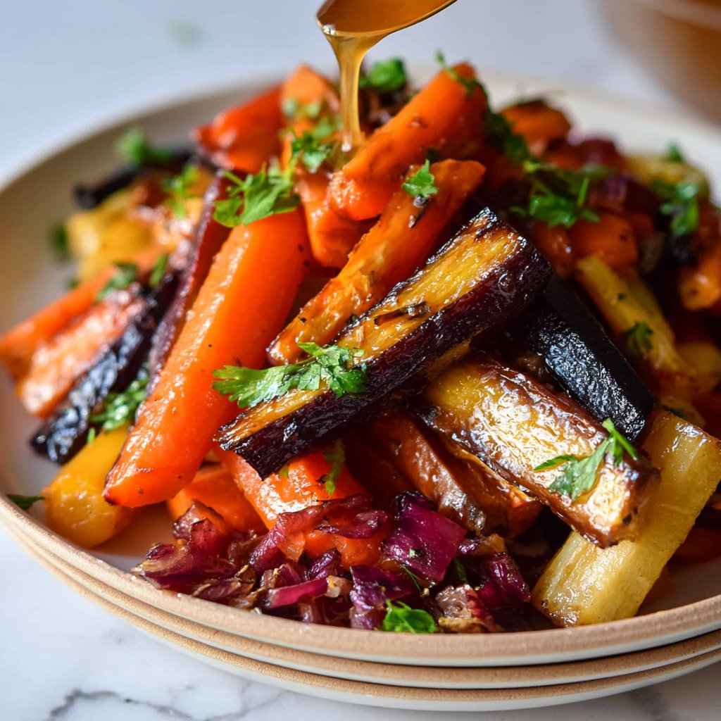 Hot Honey Glazed Roasted Rainbow Carrots