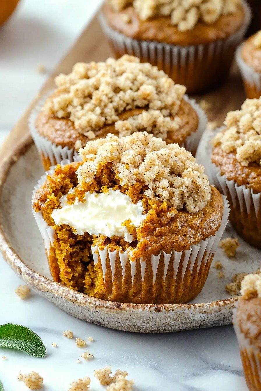 Pumpkin Cream Cheese Muffins with Crumb Topping