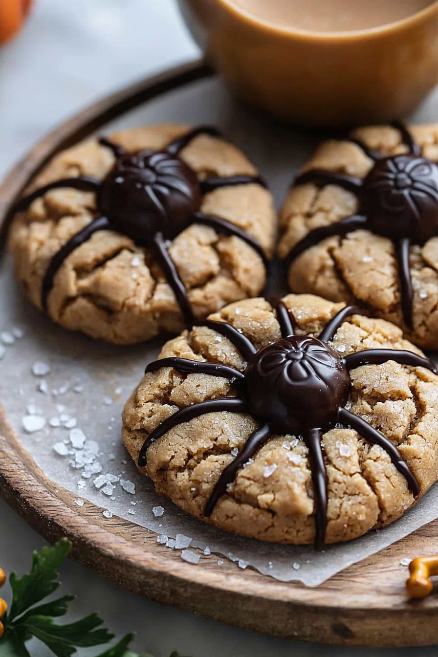 Easy Peanut Butter Spider Cookies for Halloween