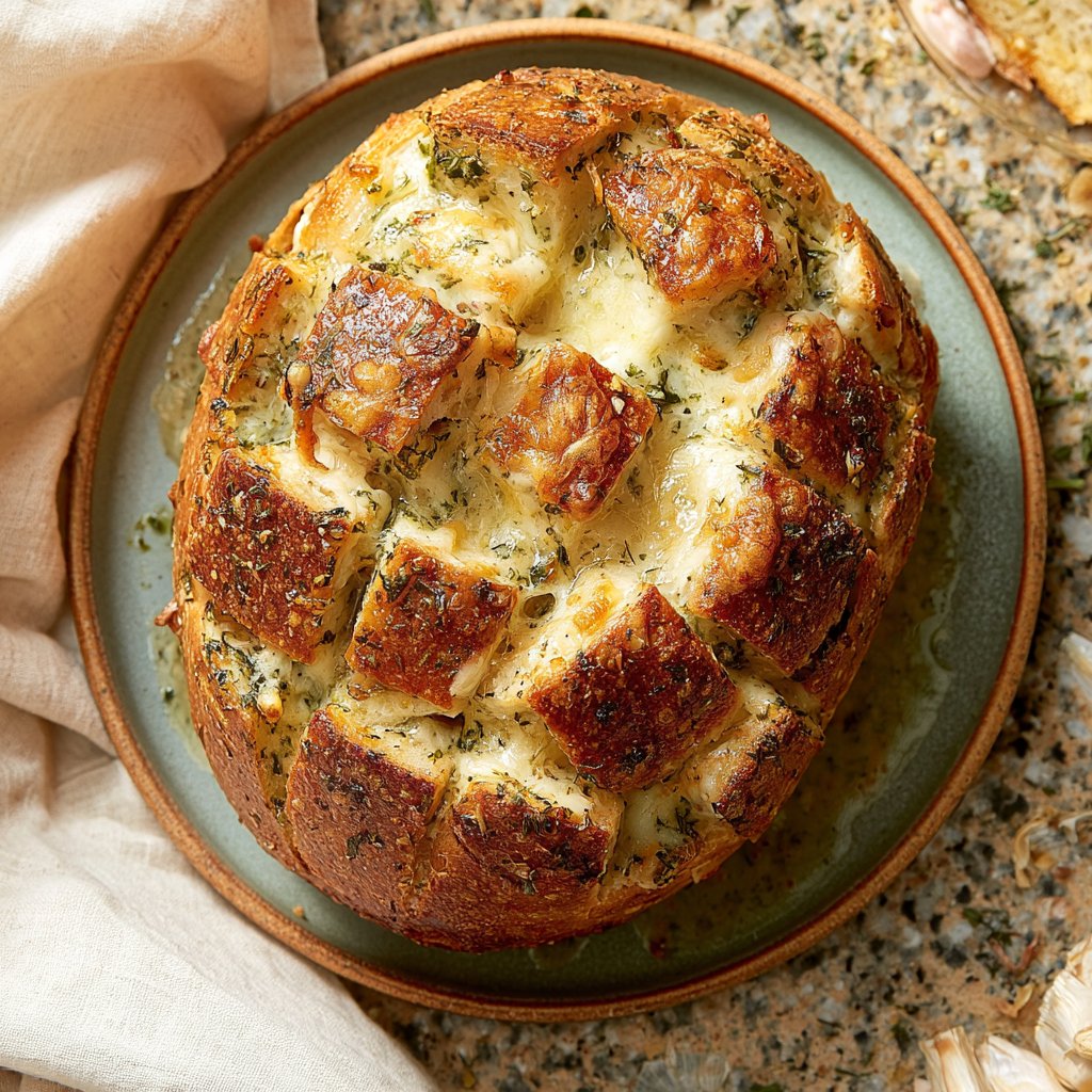 Cheesy Garlic Herb Pull-Apart Sourdough Loaf