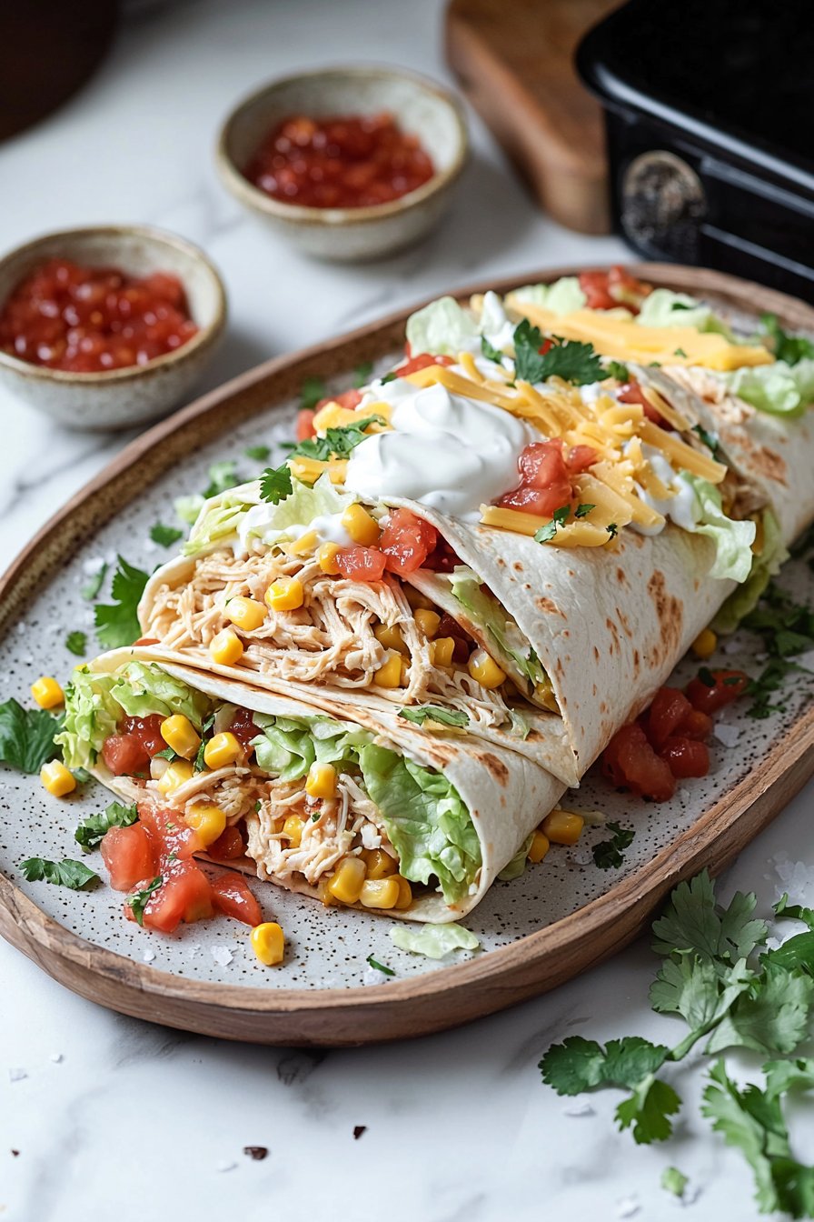 Seven Layer Chicken Burritos