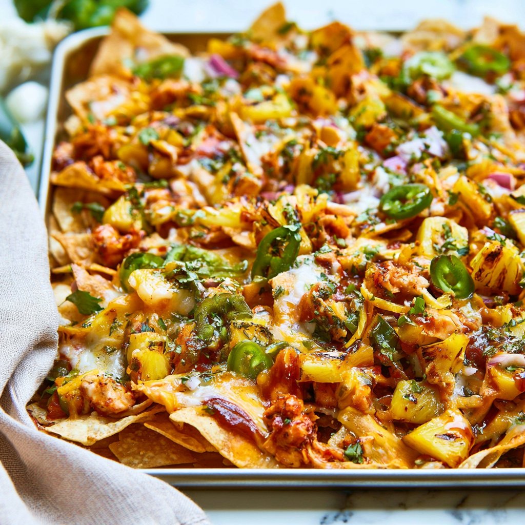 BBQ Chicken and Grilled Pineapple Nachos
